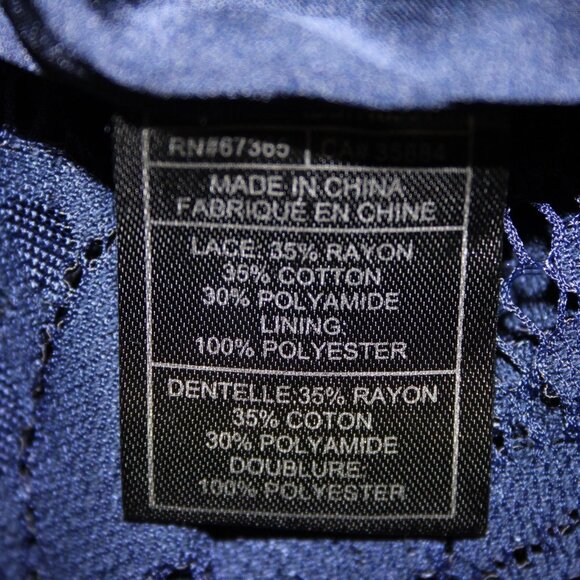 BB Dakota Dress Oilslick Sz 6 Navy Blue Lace Lined Open Back Cotton Dress - Picture 14 of 16